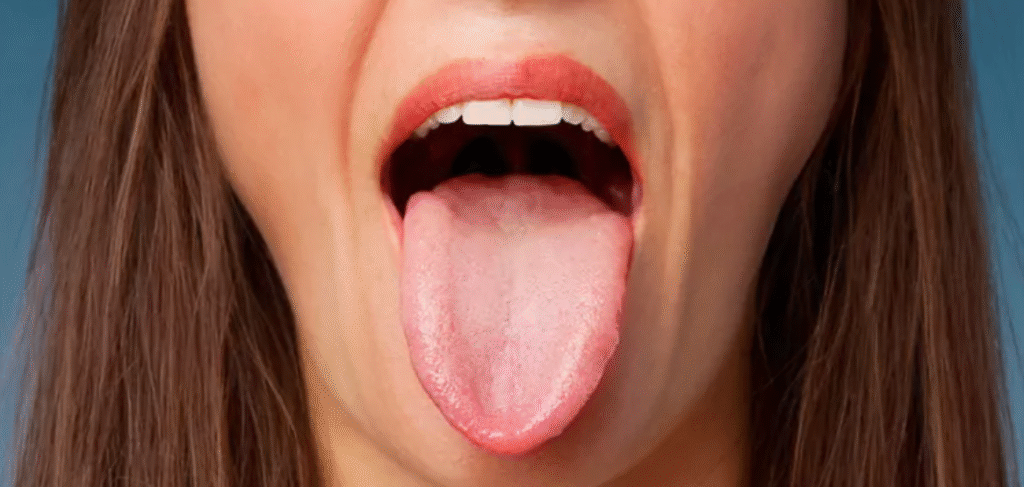 lengua mostrando pequeñas marcas